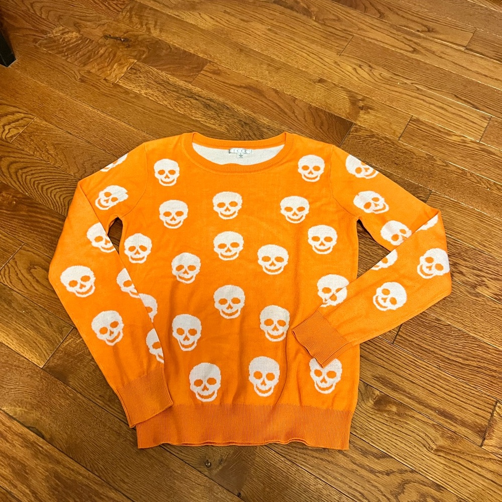 TCEC Vibrant Orange Skull Crewneck Sweater